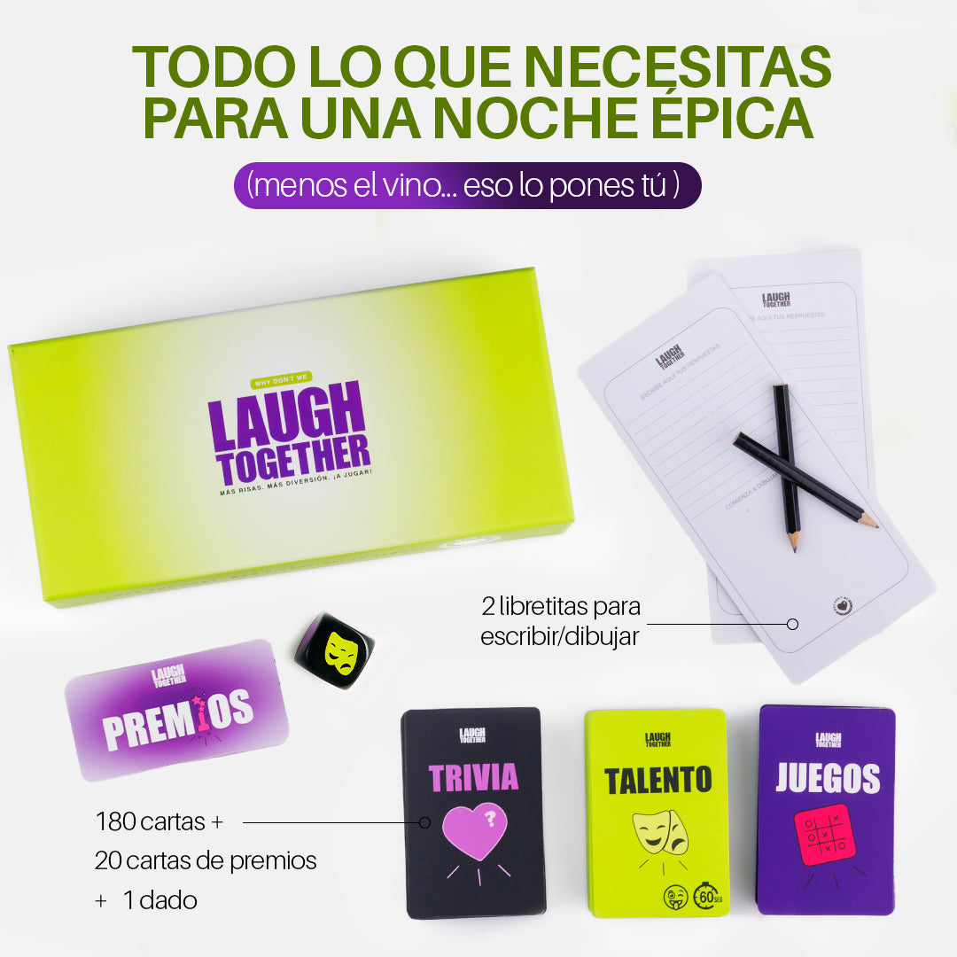 Laugh Together juego de cartas para parejas caja abierta con cartas